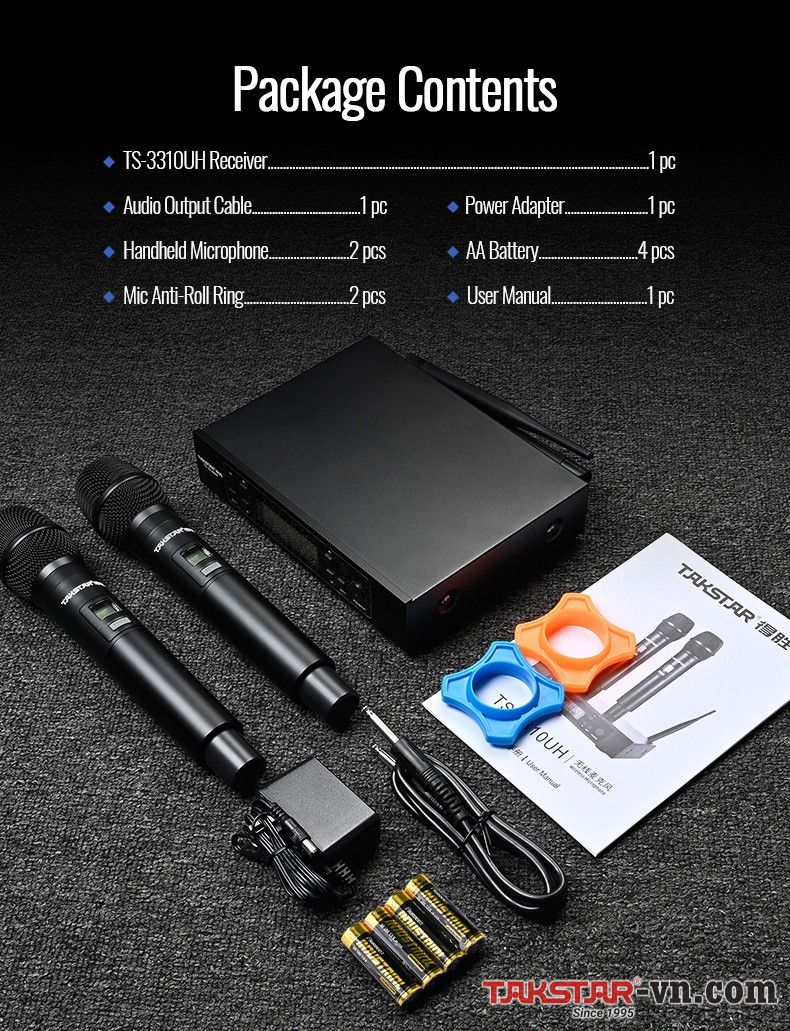 Trọn Bộ Micro không dây cầm tay UHF kênh kép TS-3310UH Trọn Bộ Micro không dây cầm tay UHF kênh kép TS-3310UH.jpg